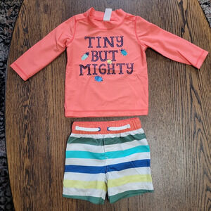 Carter's Tiny But Mighty Rashguard and Swimming Trunks Set Size Boy's 9 Months
